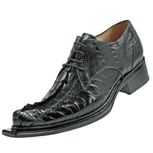 Mauri "Cactus" 42635 Black Genuine Hornback Crocodile Tail/Ostrich Shoes